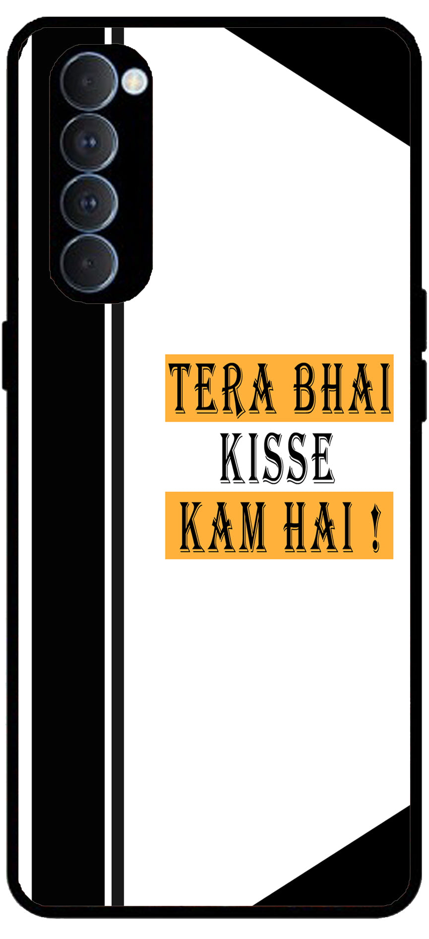 Tera Bhai Kisse Kam Hai Unbreakable Metal Back Case Mobile Cover with 4 Side Protection and Soft TPU Sides for Oppo Reno pro