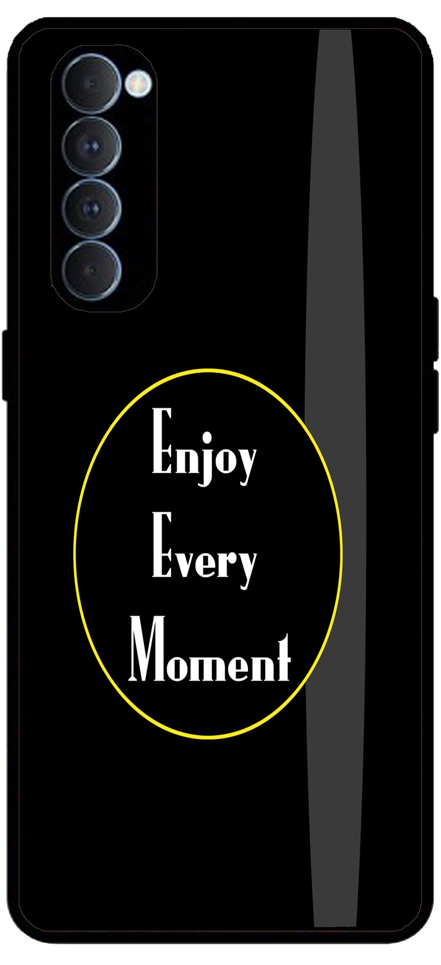 Enjoy Every Moment Unbreakable Metal Back Case Mobile Cover with 4 Side Protection and Soft TPU Sides for Oppo Reno pro