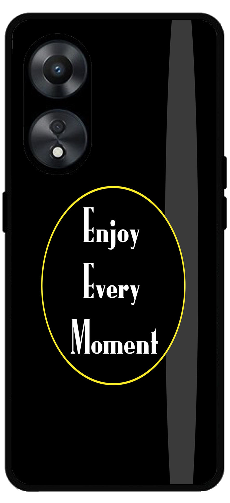 Enjoy Every Moment Unbreakable Metal Back Case Mobile Cover with 4 Side Protection and Soft TPU Sides for Oppo a78 5g