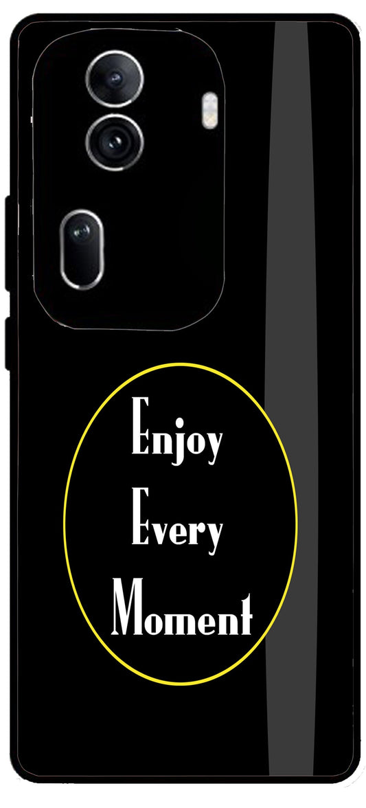 Enjoy Every Moment Unbreakable Metal Back Case Mobile Cover with 4 Side Protection and Soft TPU Sides for Oppo Reno 11 pro