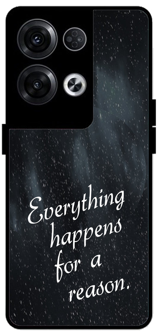 Everything Happens for a Reason Unbreakable Metal Back Case Mobile Cover with 4 Side Protection and Soft TPU Sides for Oppo Reno 8 Pro 5G 2D