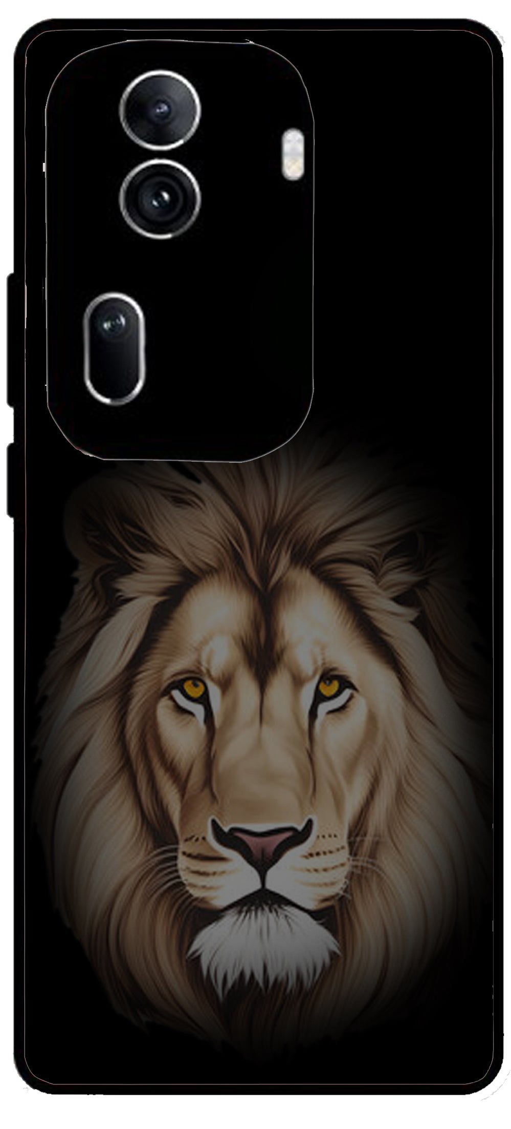 Lion Brown Printed Unbreakable Metal Back Case Mobile Cover with 4 Side Protection and Soft TPU Sides for Oppo Reno 11 pro