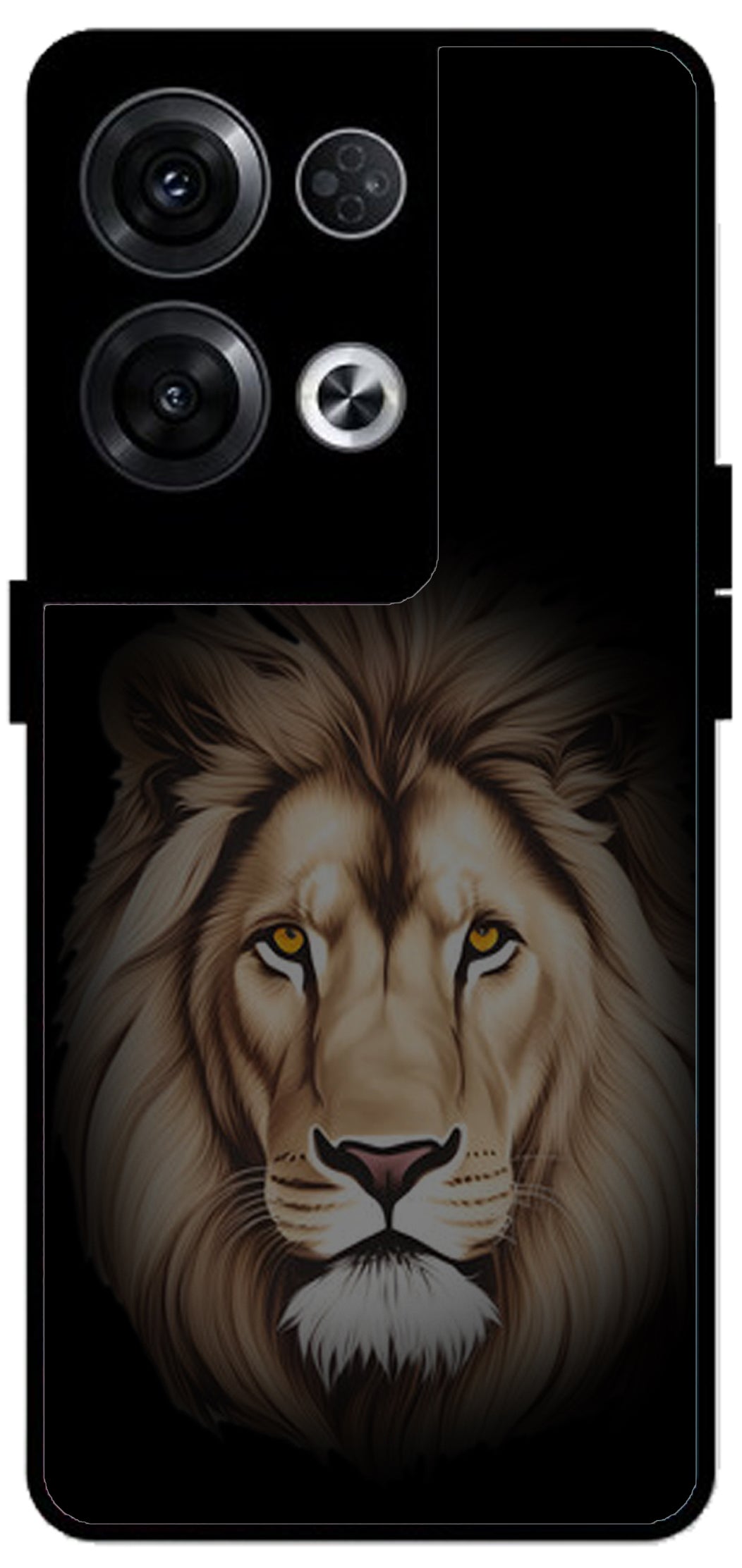 Lion Brown Printed Unbreakable Metal Back Case Mobile Cover with 4 Side Protection and Soft TPU Sides for Oppo Reno 8 Pro 5G 2D