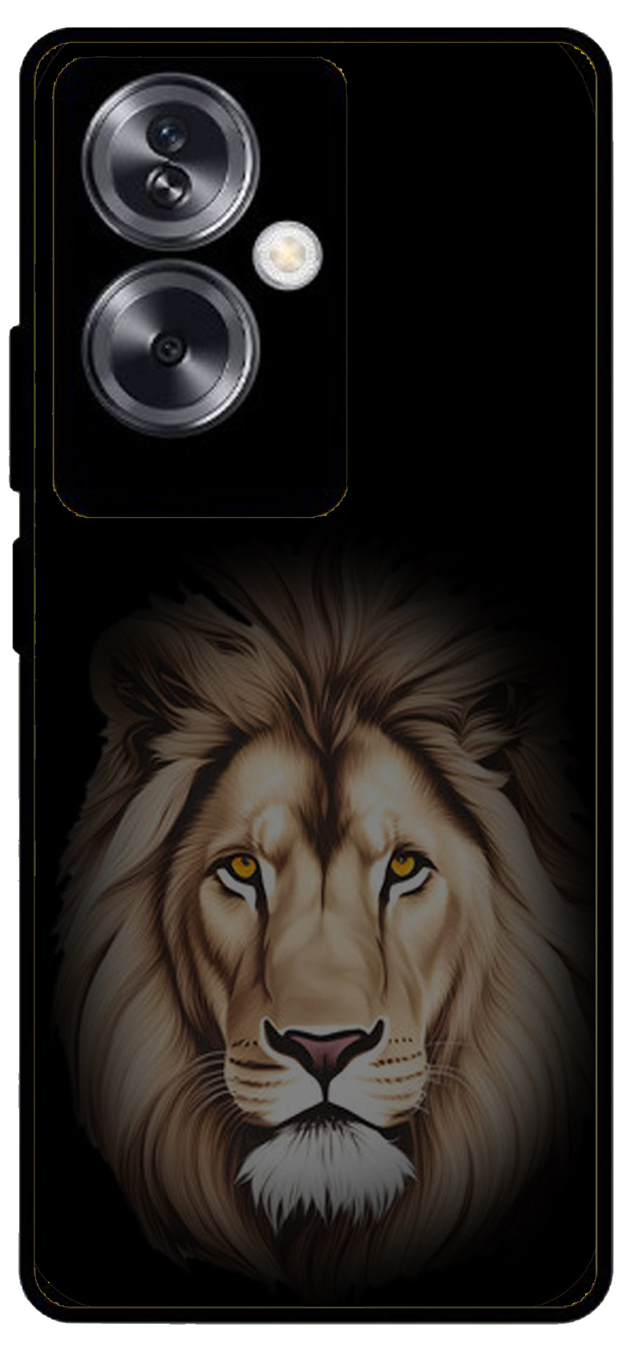 Lion Brown Printed Unbreakable Metal Back Case Mobile Cover with 4 Side Protection and Soft TPU Sides for Oppo A79 NEW