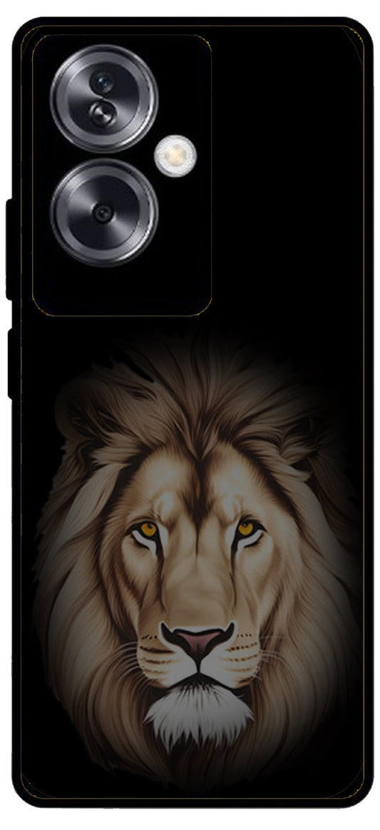 Lion Brown Printed Unbreakable Metal Back Case Mobile Cover with 4 Side Protection and Soft TPU Sides for Oppo A79 NEW