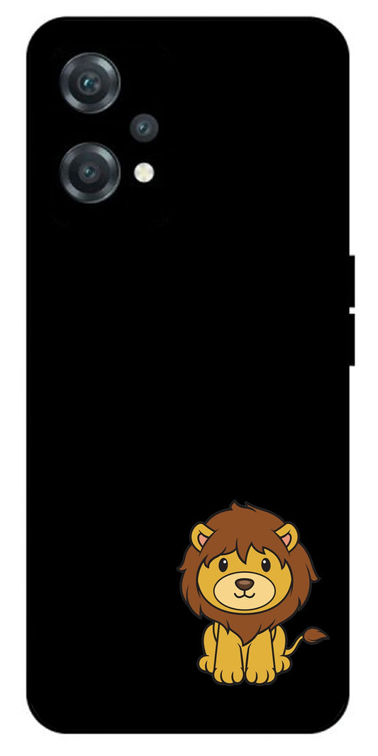 Little Lion Printed Unbreakable Metal Back Case Mobile Cover with 4 Side Protection and Soft TPU Sides for oneplus nord ce 2 lite 5g