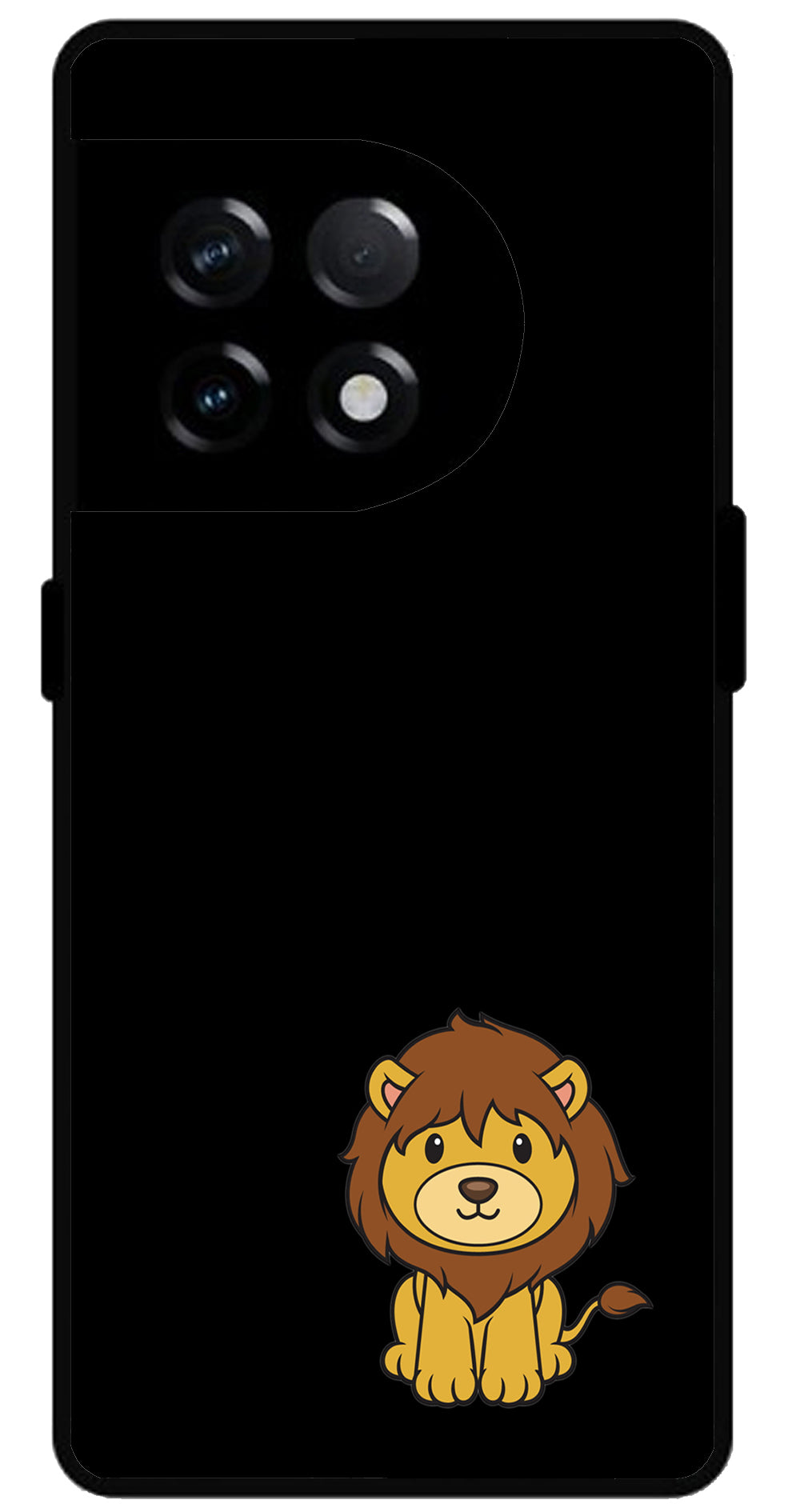 Little Lion Printed Unbreakable Metal Back Case Mobile Cover with 4 Side Protection and Soft TPU Sides for OnePlus 11R