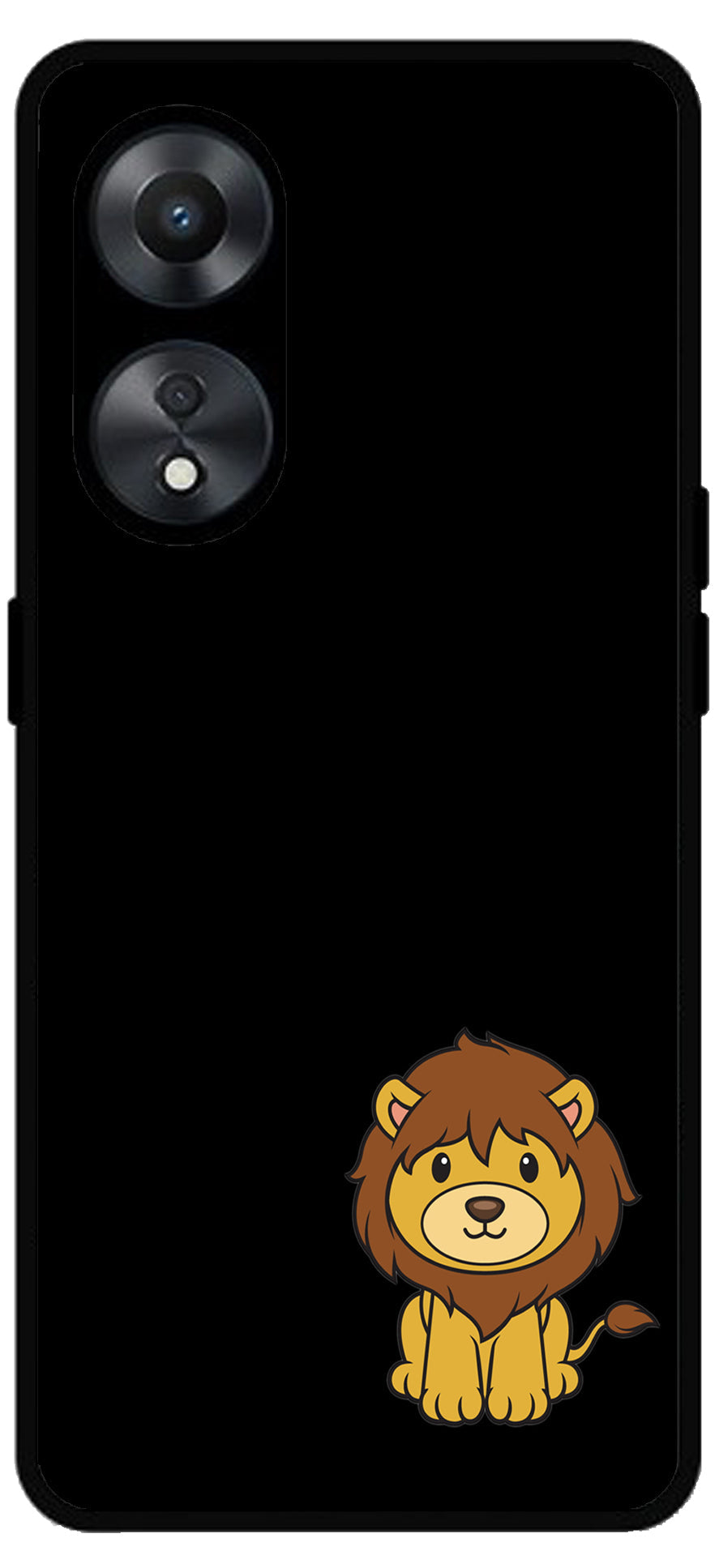 Little Lion Printed Unbreakable Metal Back Case Mobile Cover with 4 Side Protection and Soft TPU Sides for Oppo a78 5g