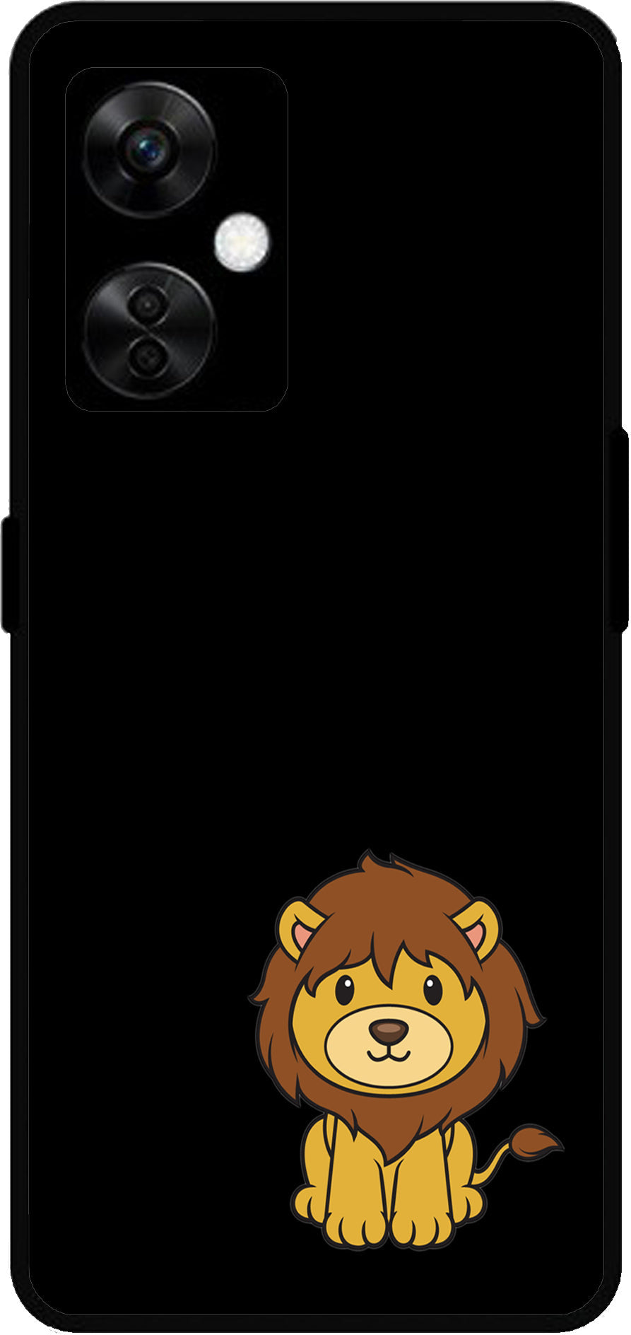 Little Lion Printed Unbreakable Metal Back Case Mobile Cover with 4 Side Protection and Soft TPU Sides for OnePlus Nord CE3 Lite