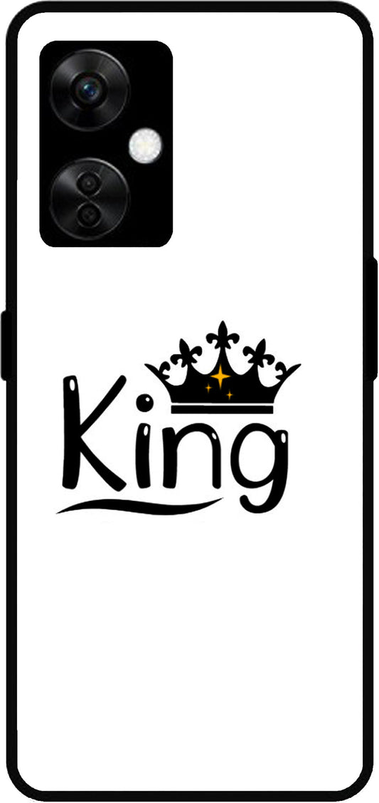 King Printed Unbreakable Metal Back Case Mobile Cover with 4 Side Protection and Soft TPU Sides for OnePlus Nord CE3 Lite