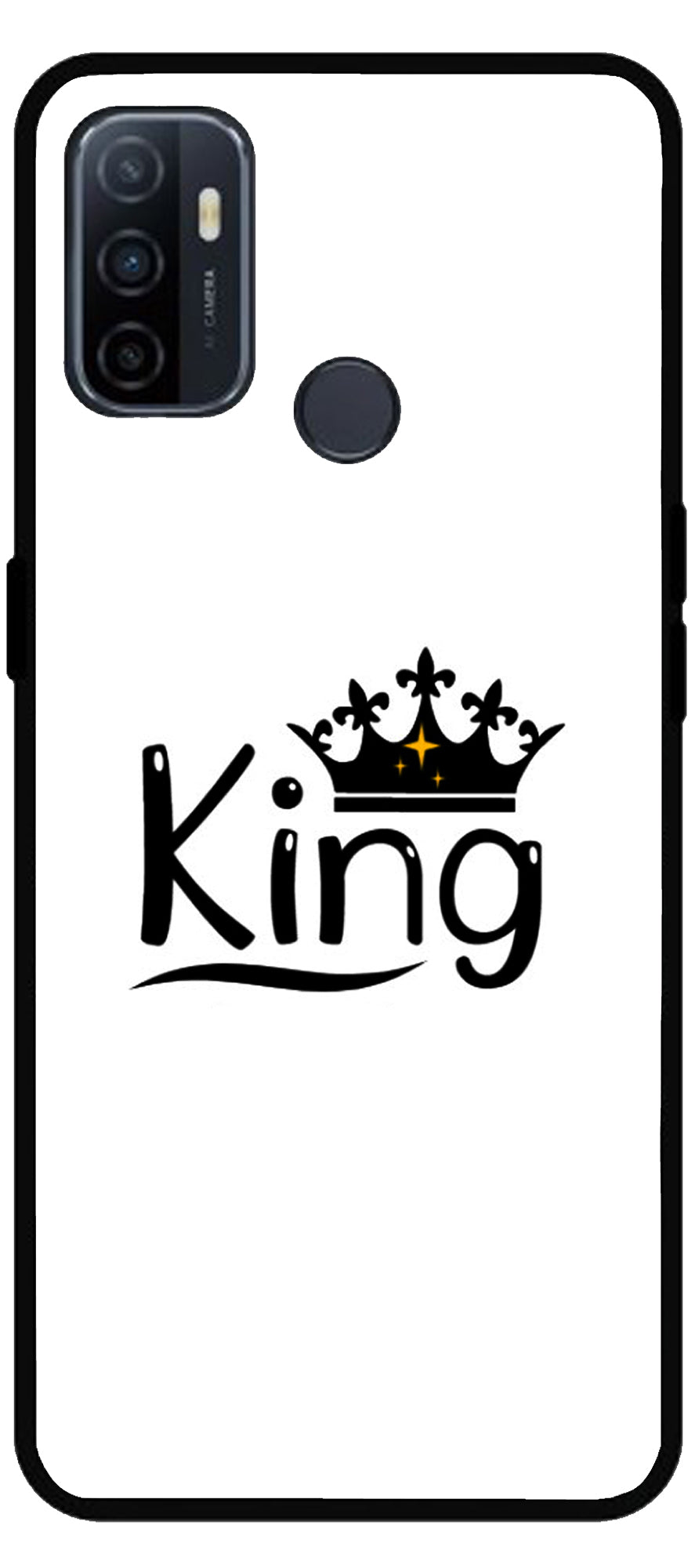 King Printed Unbreakable Metal Back Case Mobile Cover with 4 Side Protection and Soft TPU Sides for Oppo A53