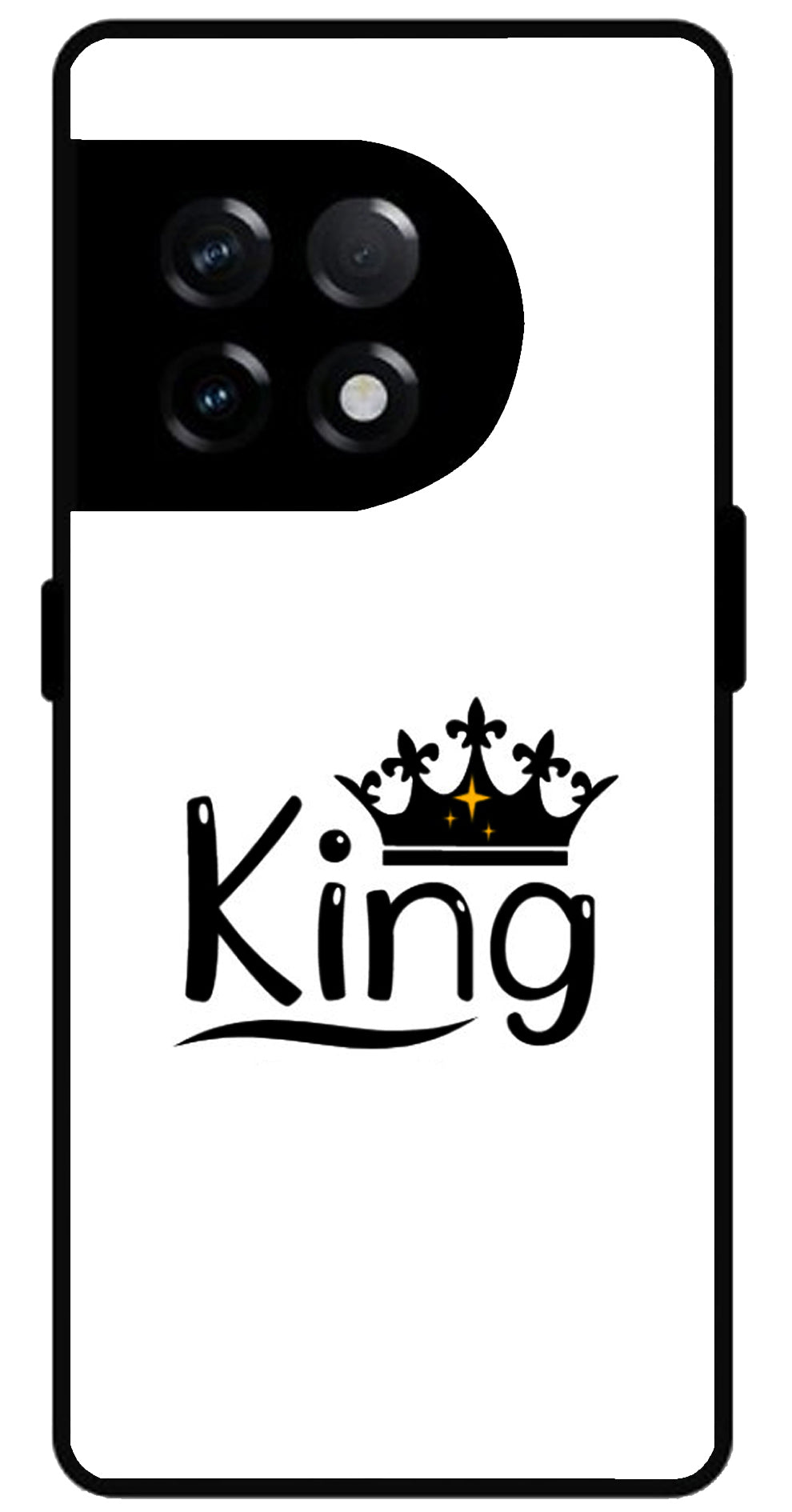 King Printed Unbreakable Metal Back Case Mobile Cover with 4 Side Protection and Soft TPU Sides for OnePlus 11R