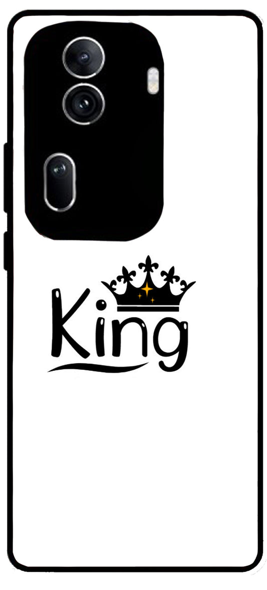 King Printed Unbreakable Metal Back Case Mobile Cover with 4 Side Protection and Soft TPU Sides for Oppo Reno 11 pro