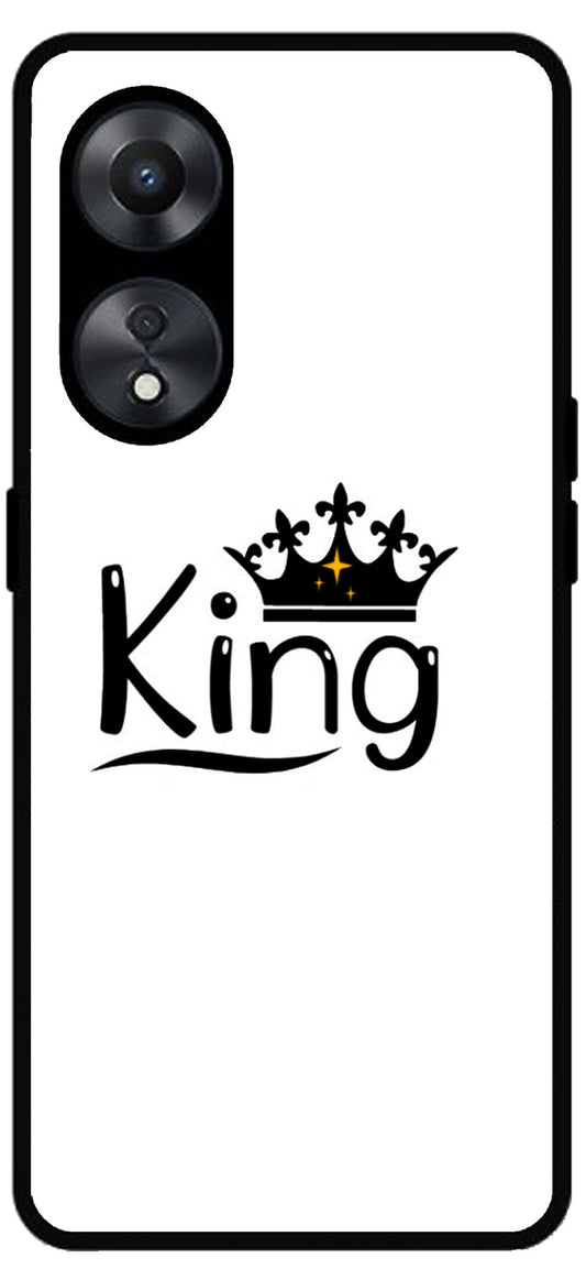 King Printed Unbreakable Metal Back Case Mobile Cover with 4 Side Protection and Soft TPU Sides for Oppo a78 5g