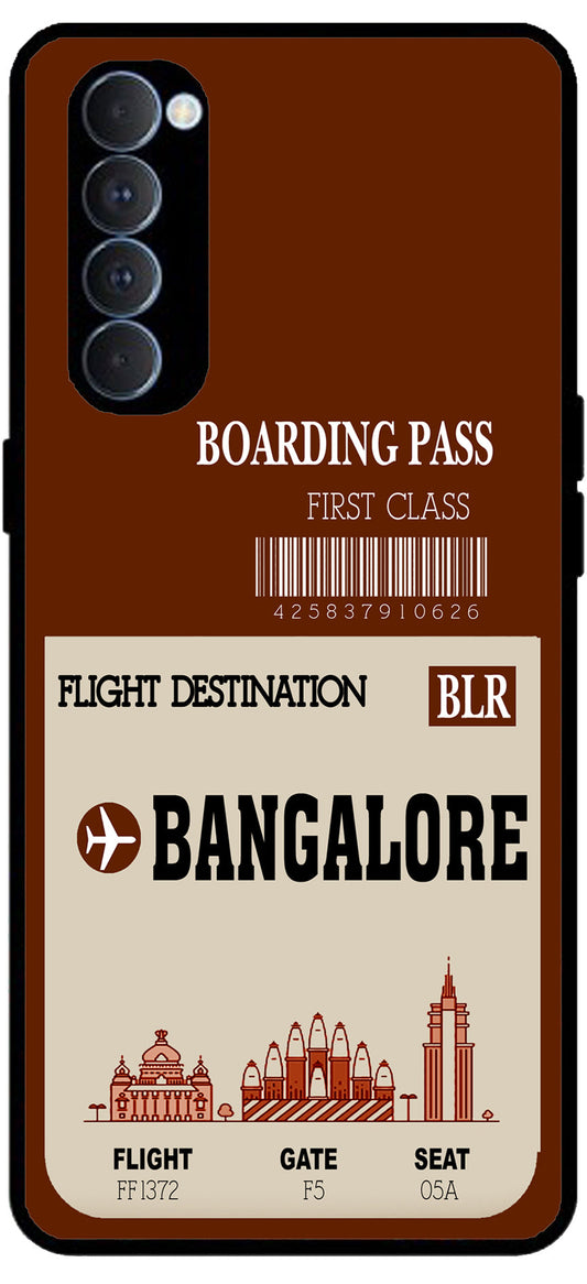 Bangalore Boarding Pass Unbreakable Metal Back Case Mobile Cover with 4 Side Protection and Soft TPU Sides for Oppo Reno pro