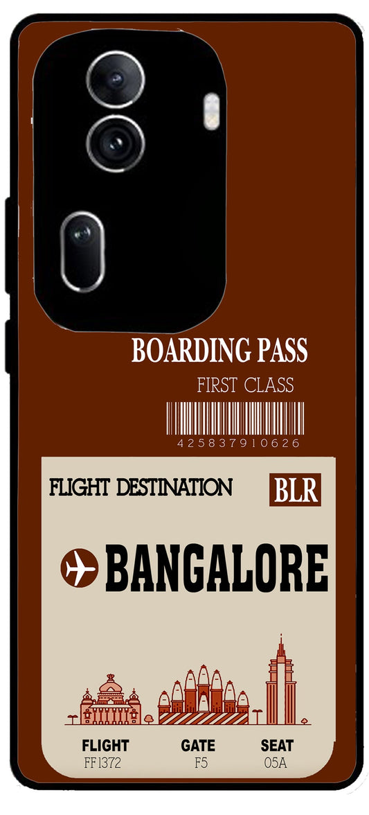 Bangalore Boarding Pass Unbreakable Metal Back Case Mobile Cover with 4 Side Protection and Soft TPU Sides for Oppo Reno 11 pro