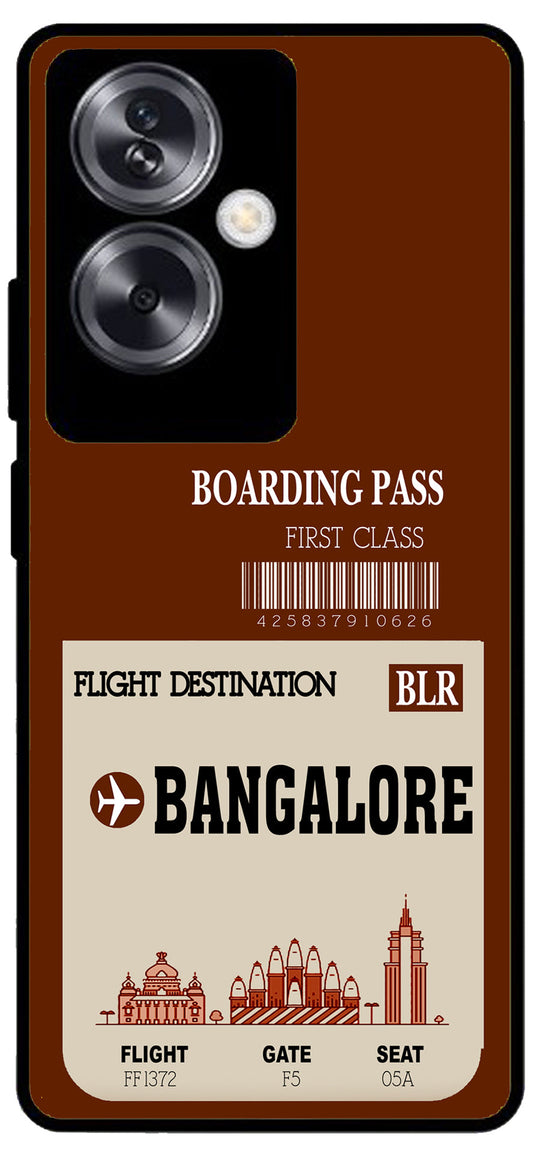 Bangalore Boarding Pass Unbreakable Metal Back Case Mobile Cover with 4 Side Protection and Soft TPU Sides for Oppo A79 NEW