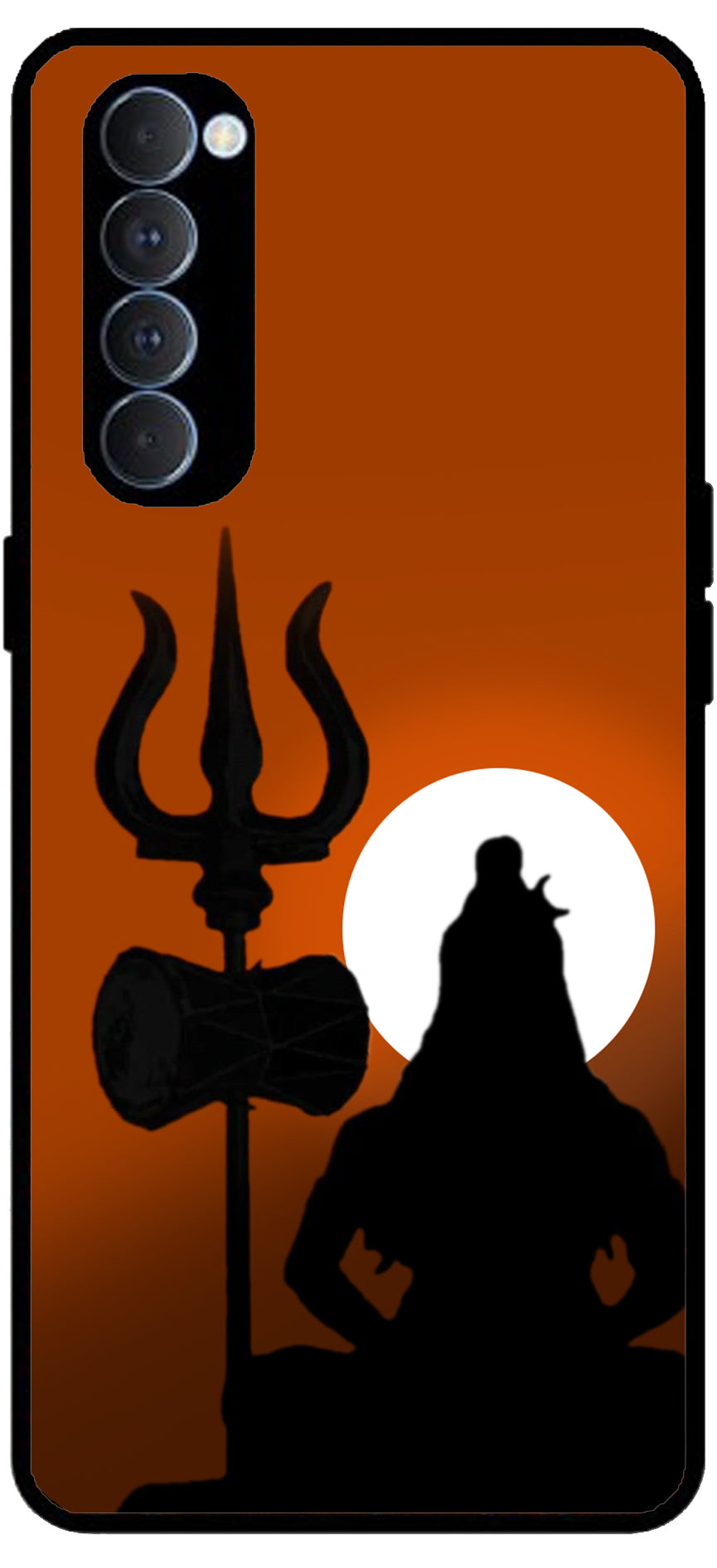 Lord Shiva Shadow Unbreakable Metal Back Case Mobile Cover with 4 Side Protection and Soft TPU Sides for RENO4 PRO