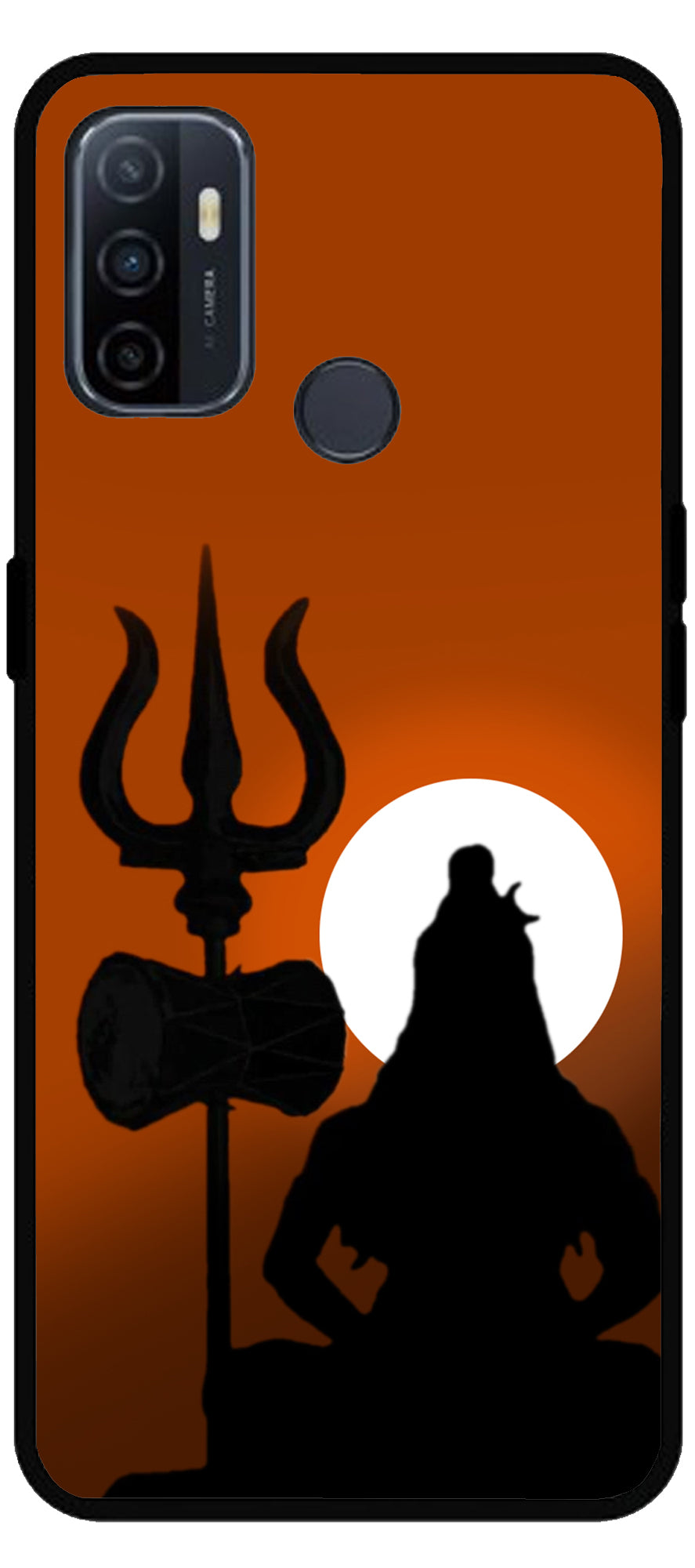 Lord Shiva Shadow Unbreakable Metal Back Case Mobile Cover with 4 Side Protection and Soft TPU Sides for Oppo A53