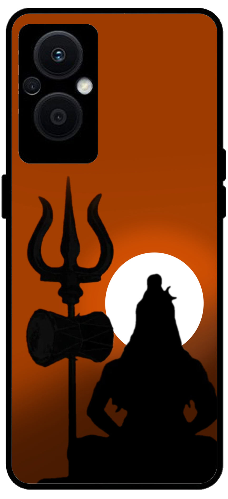 Lord Shiva Shadow Unbreakable Metal Back Case Mobile Cover with 4 Side Protection and Soft TPU Sides for OPPO F21 PRO 5G