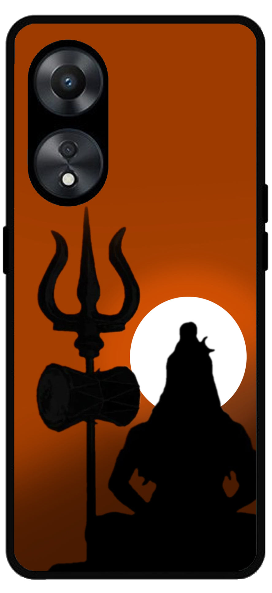 Lord Shiva Shadow Unbreakable Metal Back Case Mobile Cover with 4 Side Protection and Soft TPU Sides for Oppo a78 5g