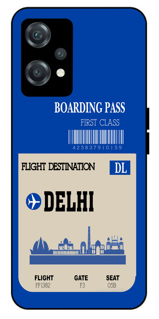 Delhi Boarding Pass Unbreakable Metal Back Case Mobile Cover with 4 Side Protection and Soft TPU Sides for oneplus nord ce 2 lite 5g