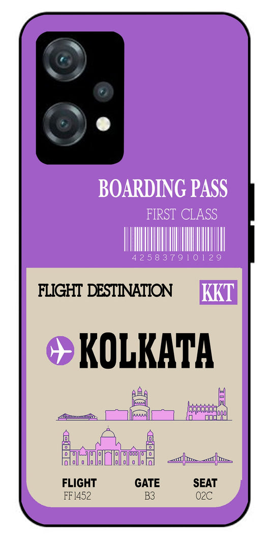 Kolkata Boarding Pass Unbreakable Metal Back Case Mobile Cover with 4 Side Protection and Soft TPU Sides for oneplus nord ce 2 lite 5g