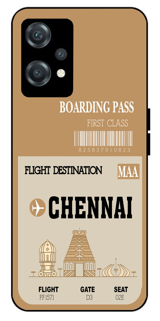 Chennai Boarding Pass Unbreakable Metal Back Case Mobile Cover with 4 Side Protection and Soft TPU Sides for oneplus nord ce 2 lite 5g