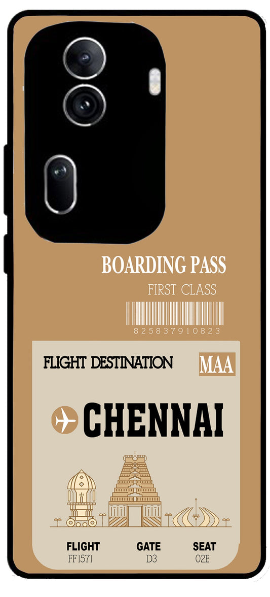 Chennai Boarding Pass Unbreakable Metal Back Case Mobile Cover with 4 Side Protection and Soft TPU Sides for Oppo Reno 11 pro