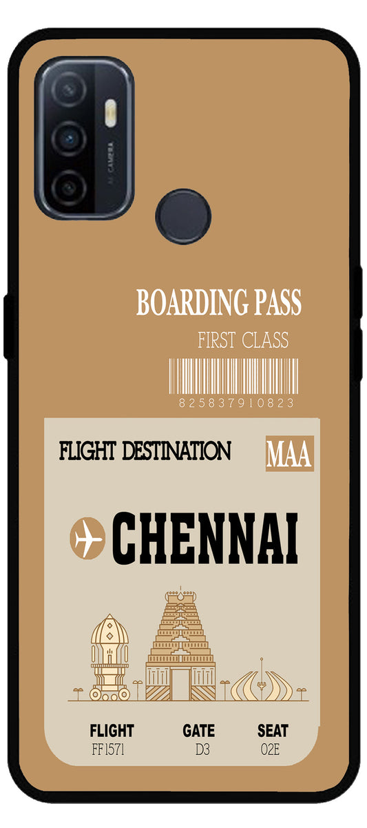 Chennai Boarding Pass Unbreakable Metal Back Case Mobile Cover with 4 Side Protection and Soft TPU Sides for Oppo A53