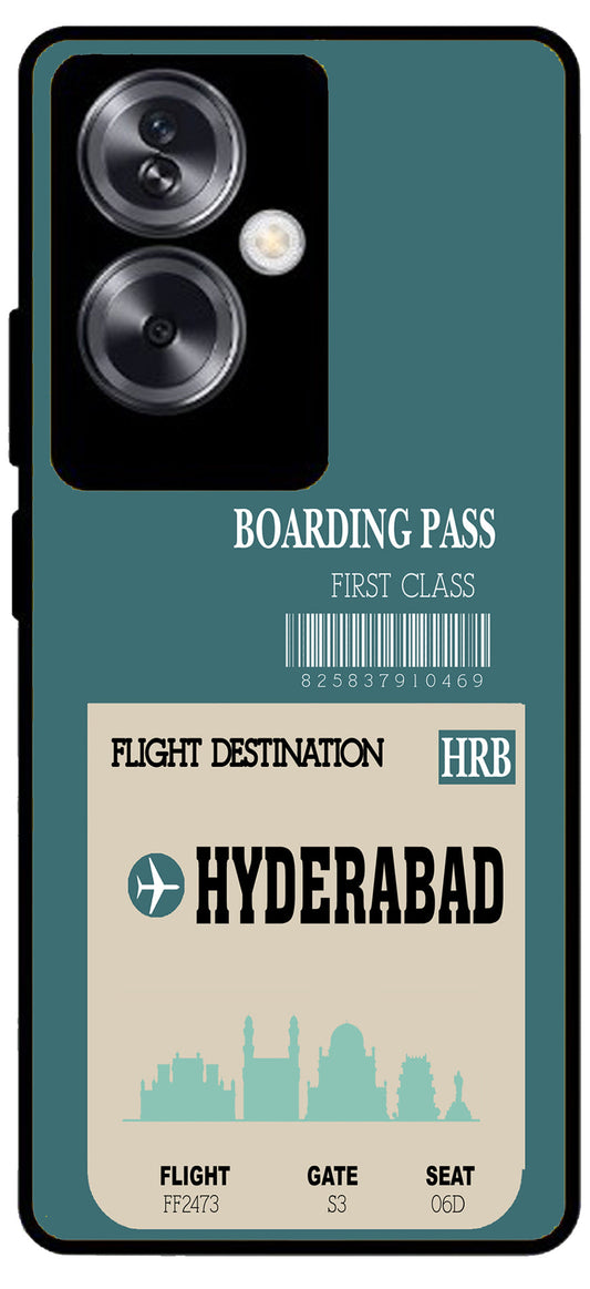 Hyderabad Boarding Pass Unbreakable Metal Back Case Mobile Cover with 4 Side Protection and Soft TPU Sides for Oppo A79 NEW