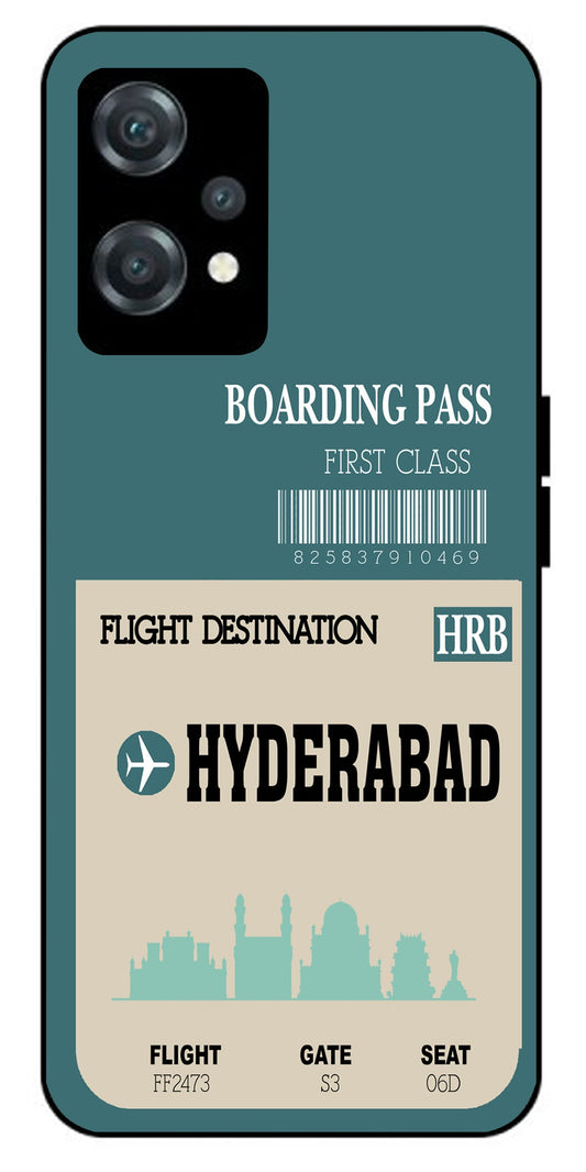 Hyderabad Boarding Pass Unbreakable Metal Back Case Mobile Cover with 4 Side Protection and Soft TPU Sides for oneplus nord ce 2 lite 5g