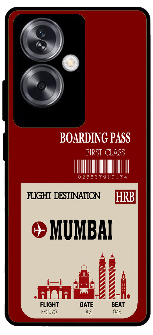 Mumbai Boarding Pass Unbreakable Metal Back Case Mobile Cover with 4 Side Protection and Soft TPU Sides for Oppo A79 NEW