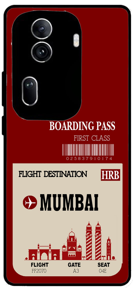 Mumbai Boarding Pass Unbreakable Metal Back Case Mobile Cover with 4 Side Protection and Soft TPU Sides for Oppo Reno 11 pro