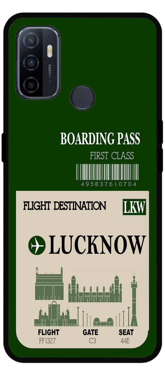 Lucknow Boarding Pass Unbreakable Metal Back Case Mobile Cover with 4 Side Protection and Soft TPU Sides for Oppo A53