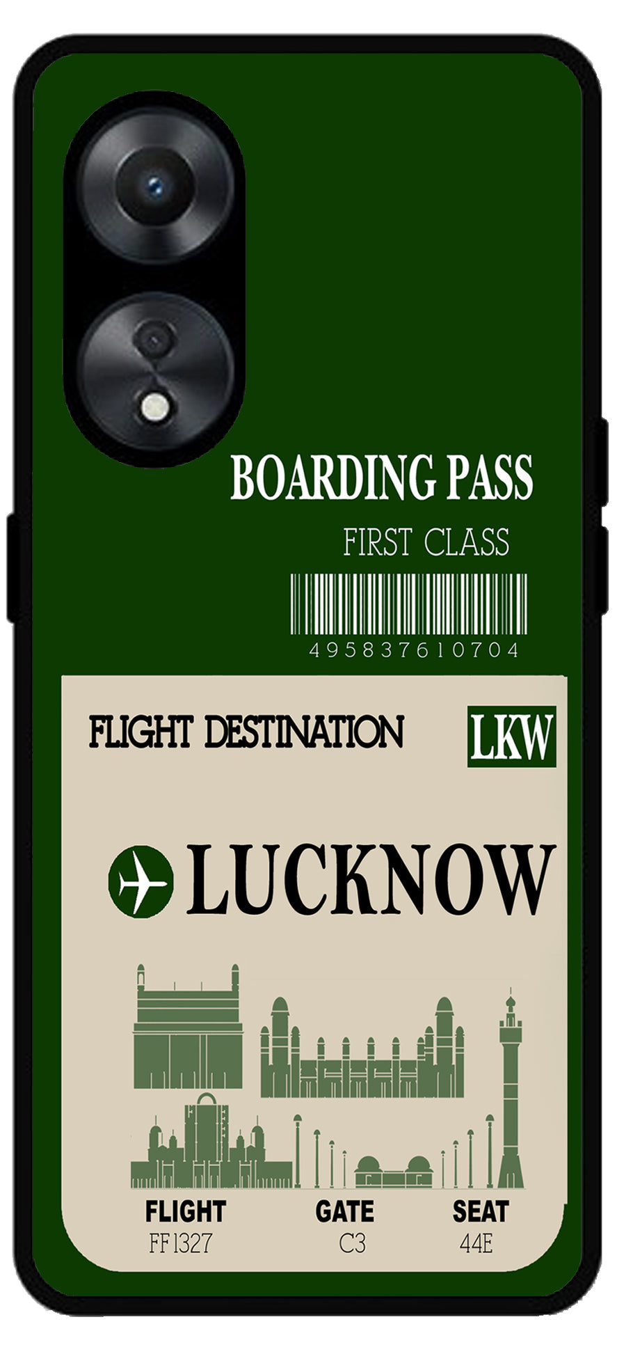 Lucknow Boarding Pass Unbreakable Metal Back Case Mobile Cover with 4 Side Protection and Soft TPU Sides for Oppo a78 5g