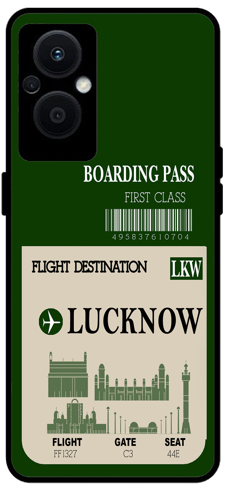 Lucknow Boarding Pass Unbreakable Metal Back Case Mobile Cover with 4 Side Protection and Soft TPU Sides for OPPO F21 PRO 5G