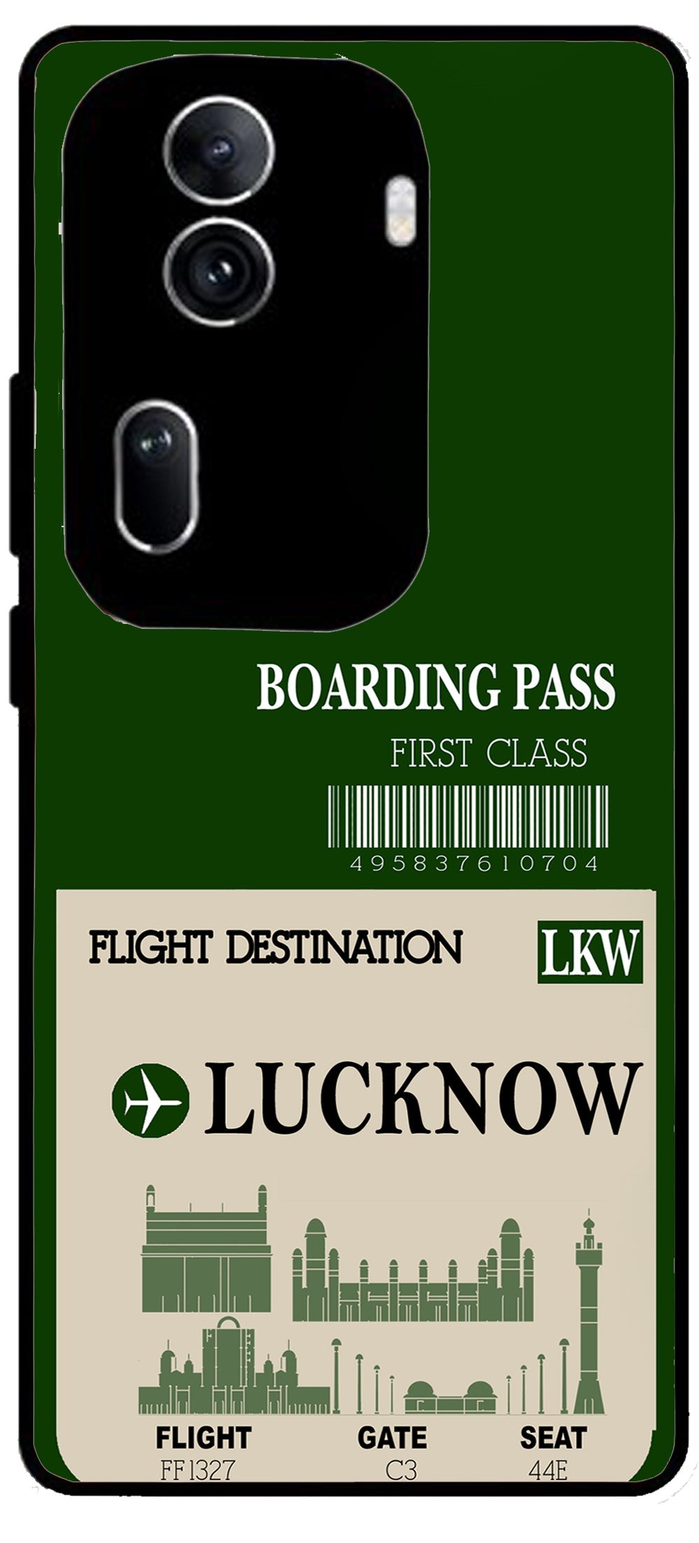 Lucknow Boarding Pass Unbreakable Metal Back Case Mobile Cover with 4 Side Protection and Soft TPU Sides for Oppo Reno 11 pro