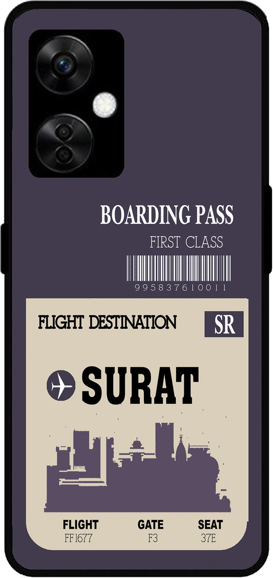 Surat Boarding Pass Unbreakable Metal Back Case Mobile Cover with 4 Side Protection and Soft TPU Sides for OnePlus Nord CE3 Lite