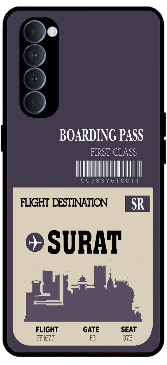 Surat Boarding Pass Unbreakable Metal Back Case Mobile Cover with 4 Side Protection and Soft TPU Sides for Oppo Reno pro