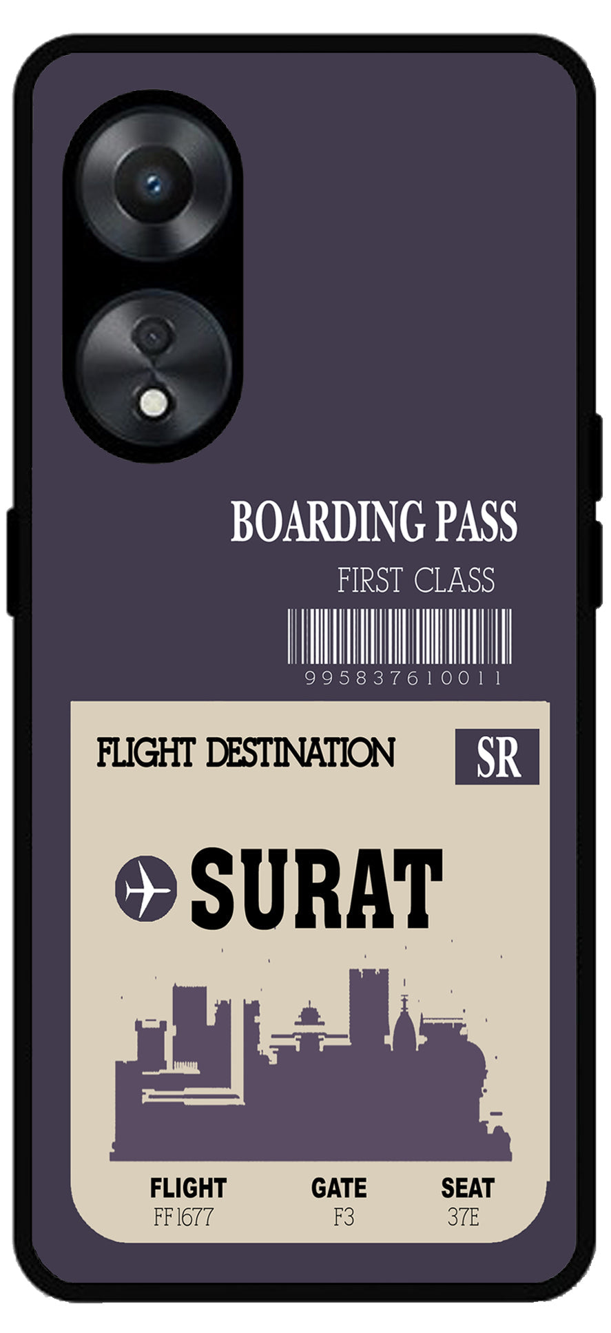 Surat Boarding Pass Unbreakable Metal Back Case Mobile Cover with 4 Side Protection and Soft TPU Sides for Oppo a78 5g