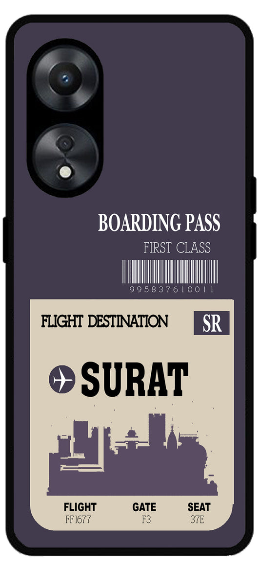 Surat Boarding Pass Unbreakable Metal Back Case Mobile Cover with 4 Side Protection and Soft TPU Sides for Oppo a78 5g