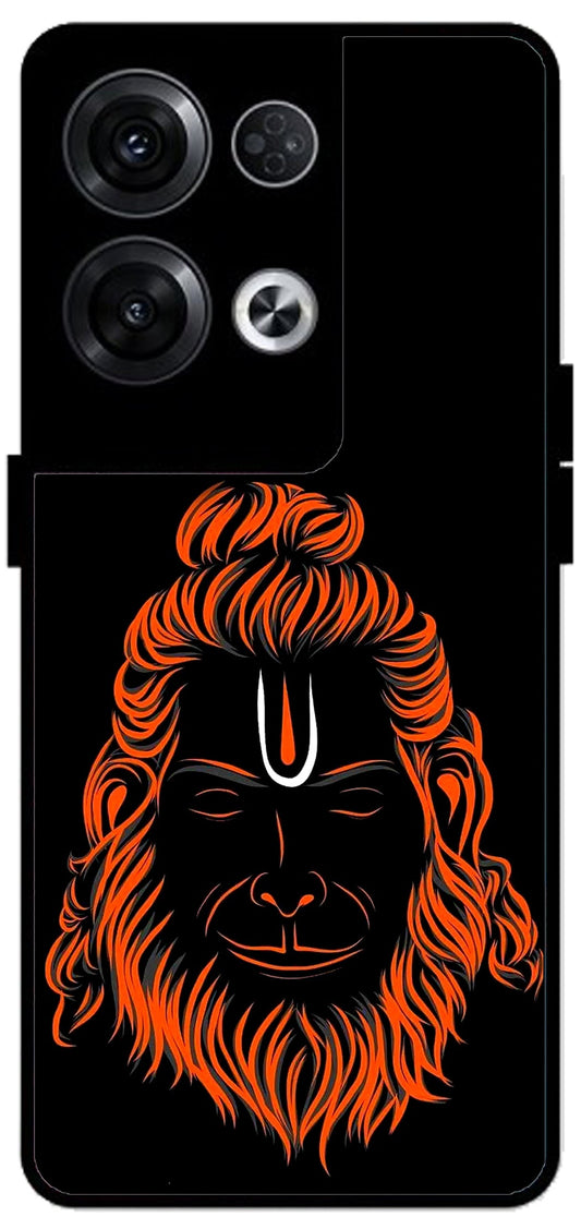 Cool Hanuman ji Unbreakable Metal Back Case Mobile Cover with 4 Side Protection and Soft TPU Sides for Oppo Reno 8 Pro 5G 2D