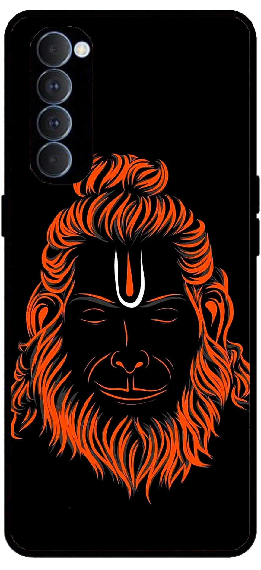 Cool Hanuman ji Unbreakable Metal Back Case Mobile Cover with 4 Side Protection and Soft TPU Sides for Oppo Reno pro