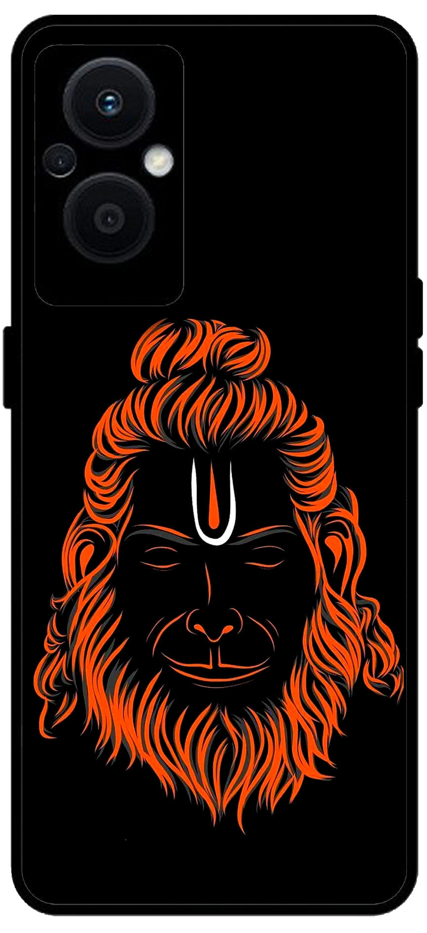 Cool Hanuman ji Unbreakable Metal Back Case Mobile Cover with 4 Side Protection and Soft TPU Sides for OPPO F21 PRO 5G