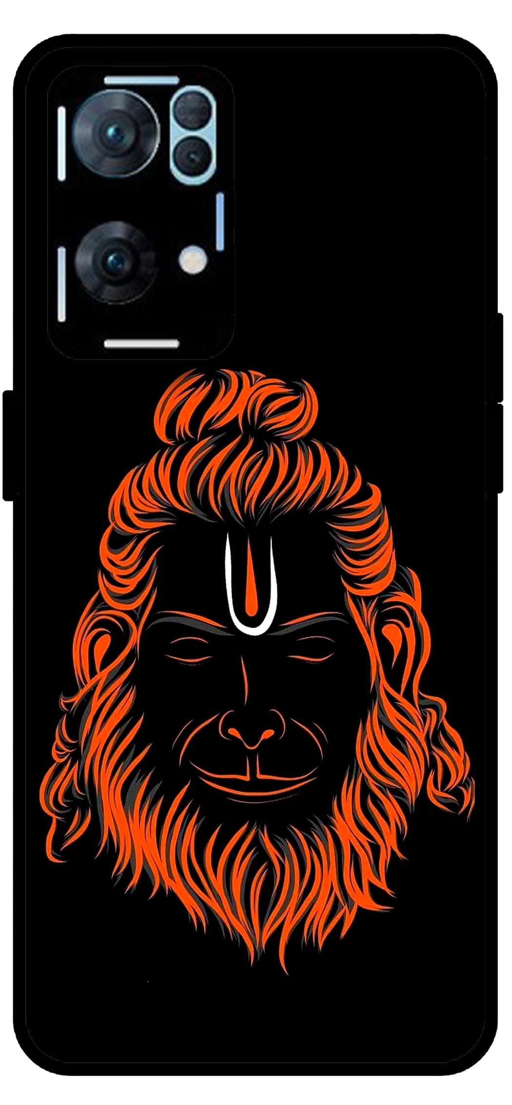 Cool Hanuman ji Unbreakable Metal Back Case Mobile Cover with 4 Side Protection and Soft TPU Sides for Oppo Reno 7 Pro 5G