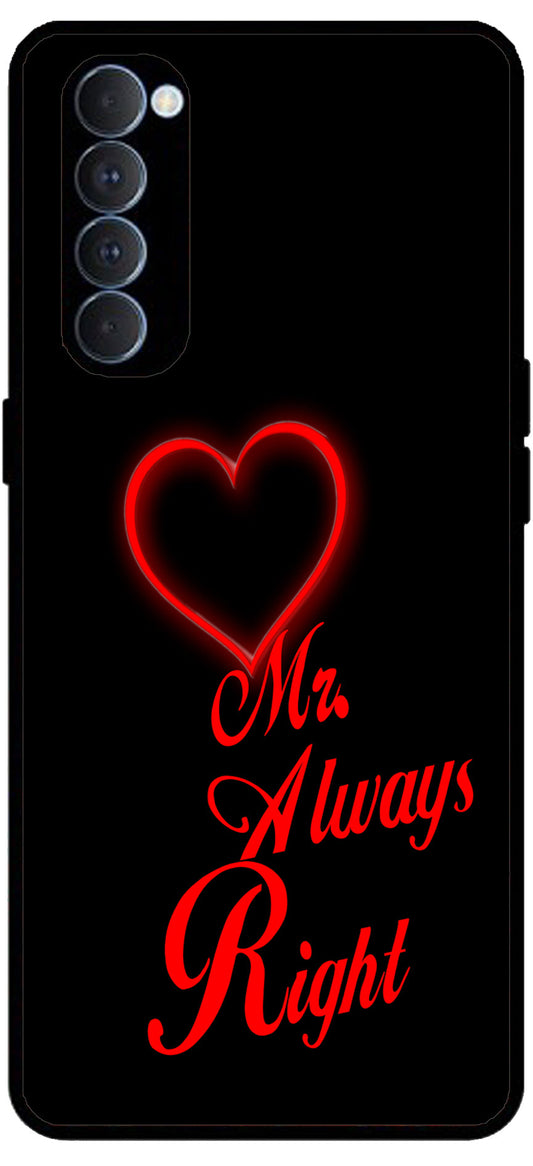 Mr. Always Right Unbreakable Metal Back Case Mobile Cover with 4 Side Protection and Soft TPU Sides for RENO4 PRO