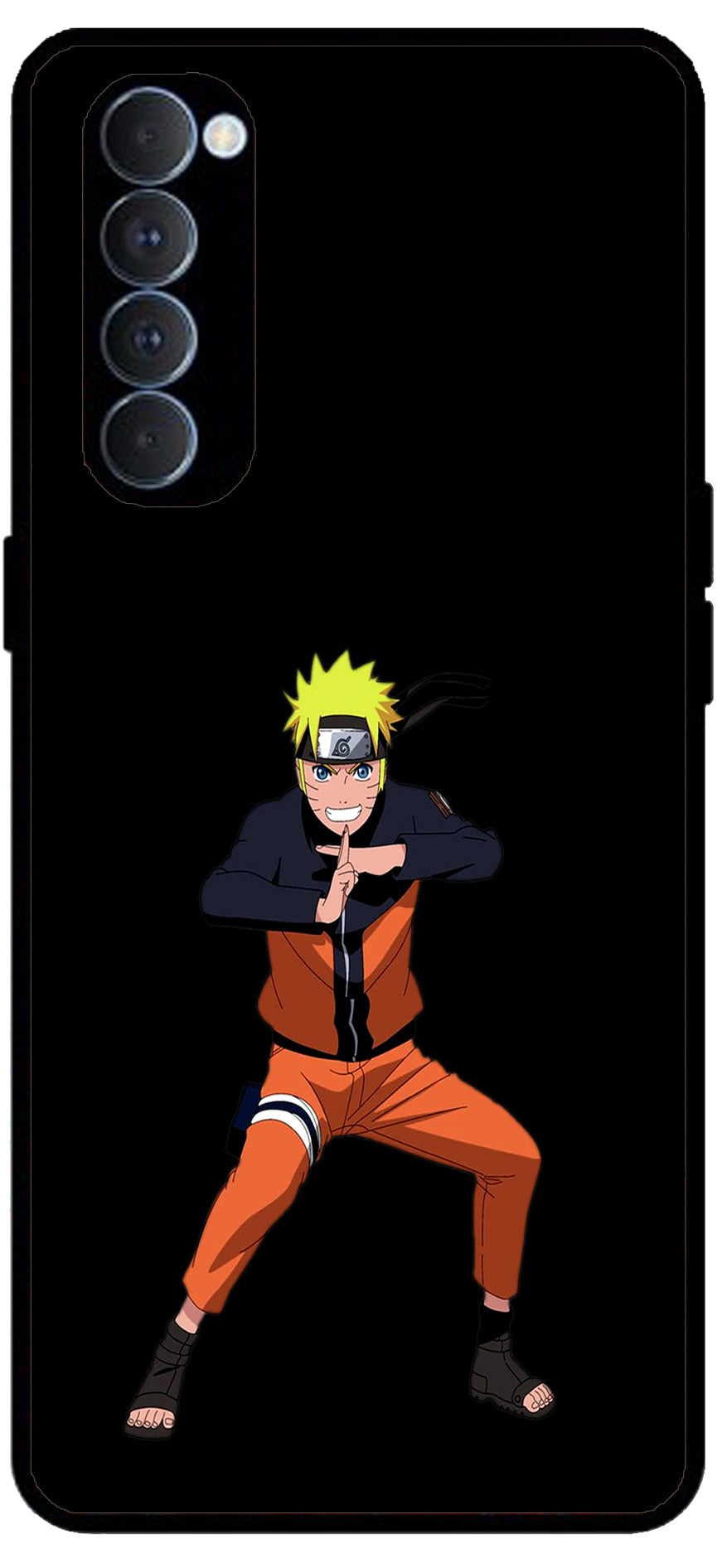 Anime Naruto Unbreakable Metal Back Case Mobile Cover with 4 Side Protection and Soft TPU Sides for Oppo Reno pro