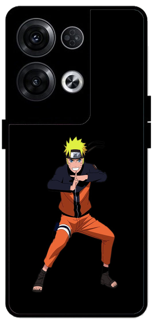 Anime Naruto Unbreakable Metal Back Case Mobile Cover with 4 Side Protection and Soft TPU Sides for Oppo Reno 8 Pro 5G 2D