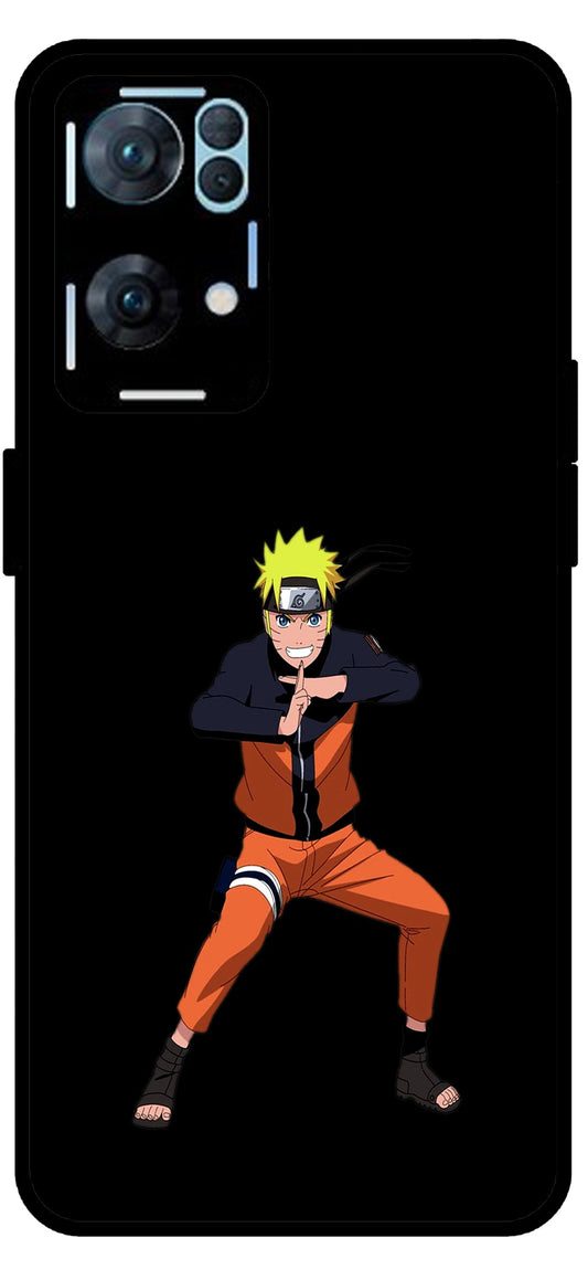 Anime Naruto Unbreakable Metal Back Case Mobile Cover with 4 Side Protection and Soft TPU Sides for Oppo Reno 7 Pro 5G